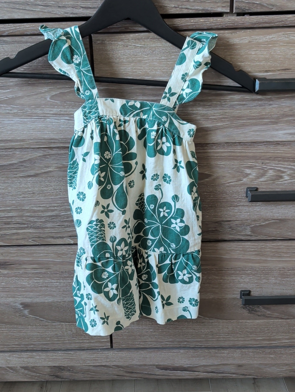 Patagonia Green Floral Ruffle-Strap Tank Top